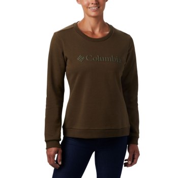 Columbia Logo Crew Top, Sudaderas Verde Oliva Para Mujer | 624908-YEN